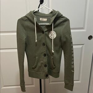 Hollister Olive Utility Jacket with Hoodie